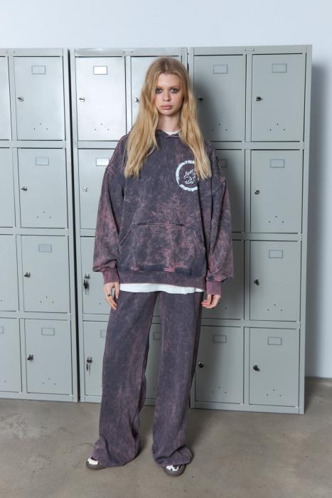 Oversized hoodie vintage-effect graphite planet