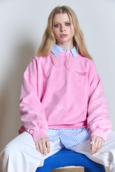 Sweatshirt pink boiled cat Buddha